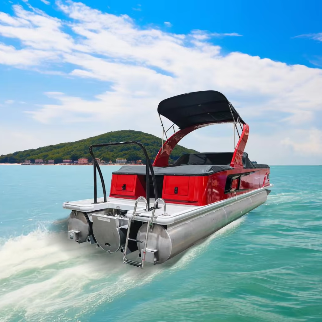 2025 New Sport Yacht Cheap Fish and Cruise Party Pontoon Boat with LED Light Strips for Water Activities